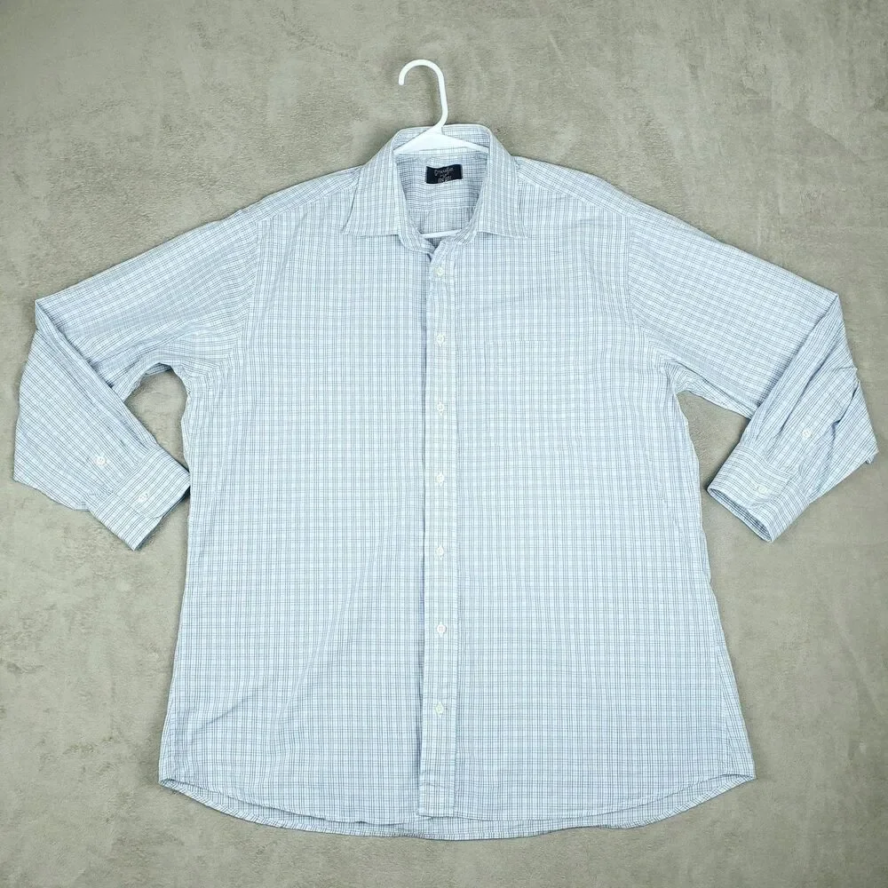 Gitman Bros Dress Shirt Mens 17 34/35 Blue Check Long Sleeve Made in USA
